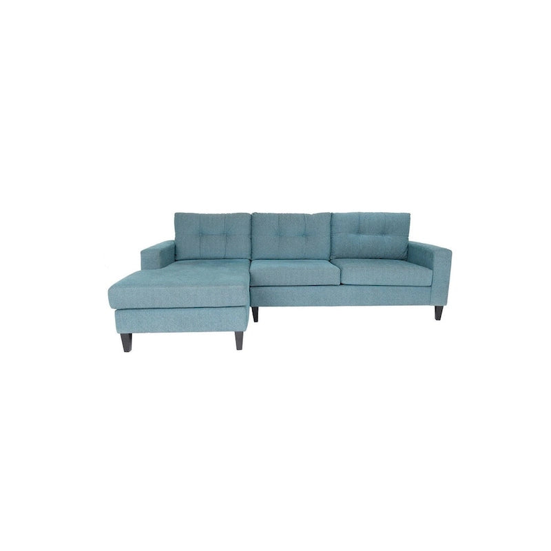 Canapé d’angle contemporain en L, polyester et nylon, cadre en bois massif, revêtement rembourré