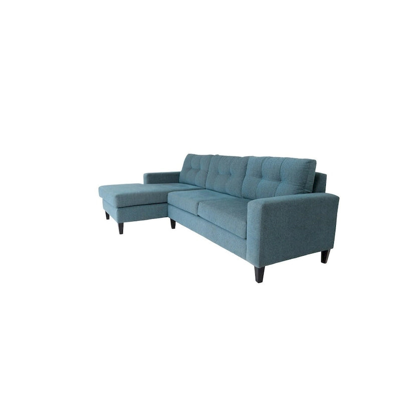 Canapé d’angle contemporain en L, polyester et nylon, cadre en bois massif, revêtement rembourré