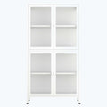 Mueble de almacenamiento con cuatro puertas de cristal y estantes ajustables
