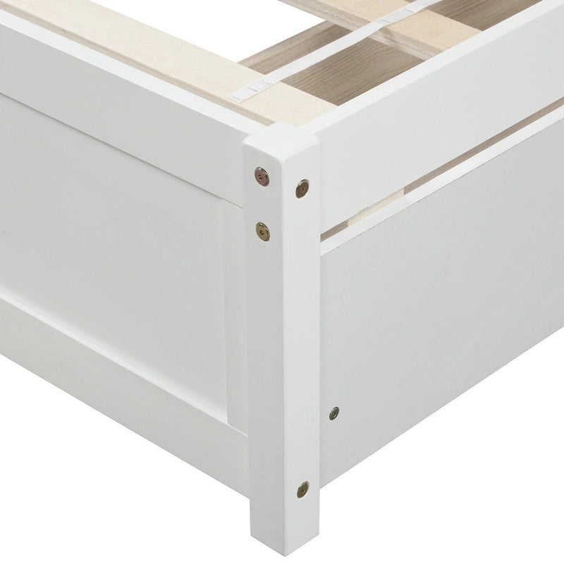 Plattformbett aus Holz in Twin-Größe mit zwei Schubladen und Kopfteil