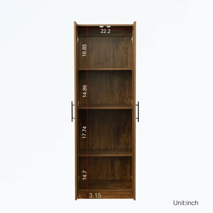 Hoher Kleiderschrank mit 2 Türen und 3 Fächern