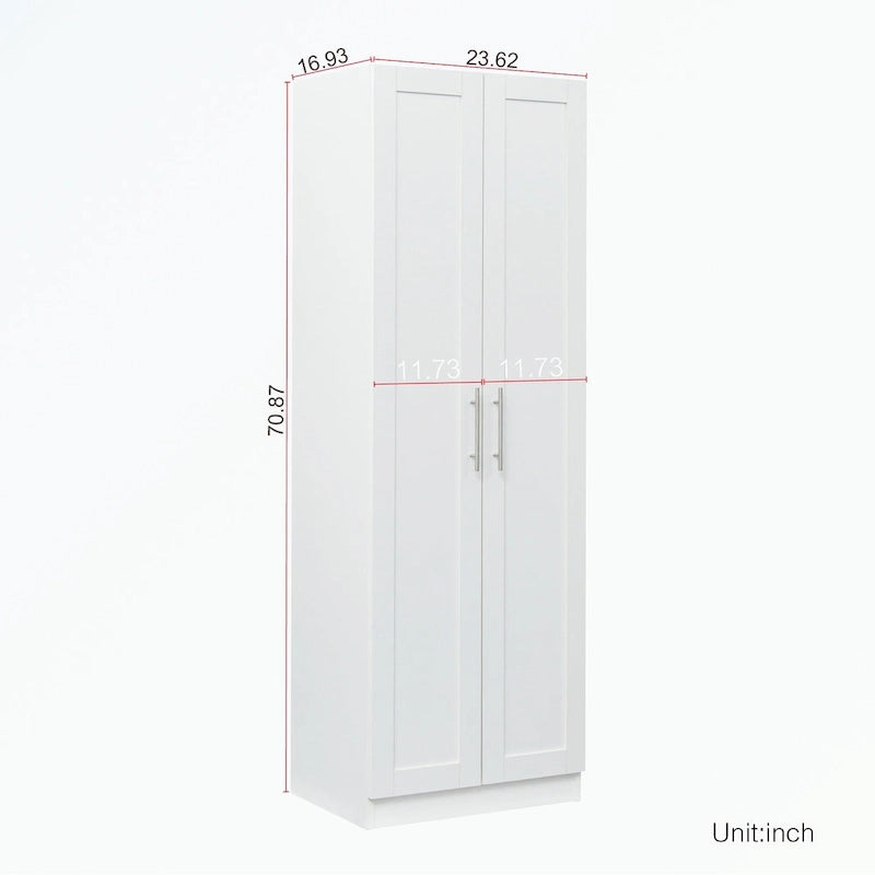 Hoher Kleiderschrank mit 2 Türen und 3 Fächern