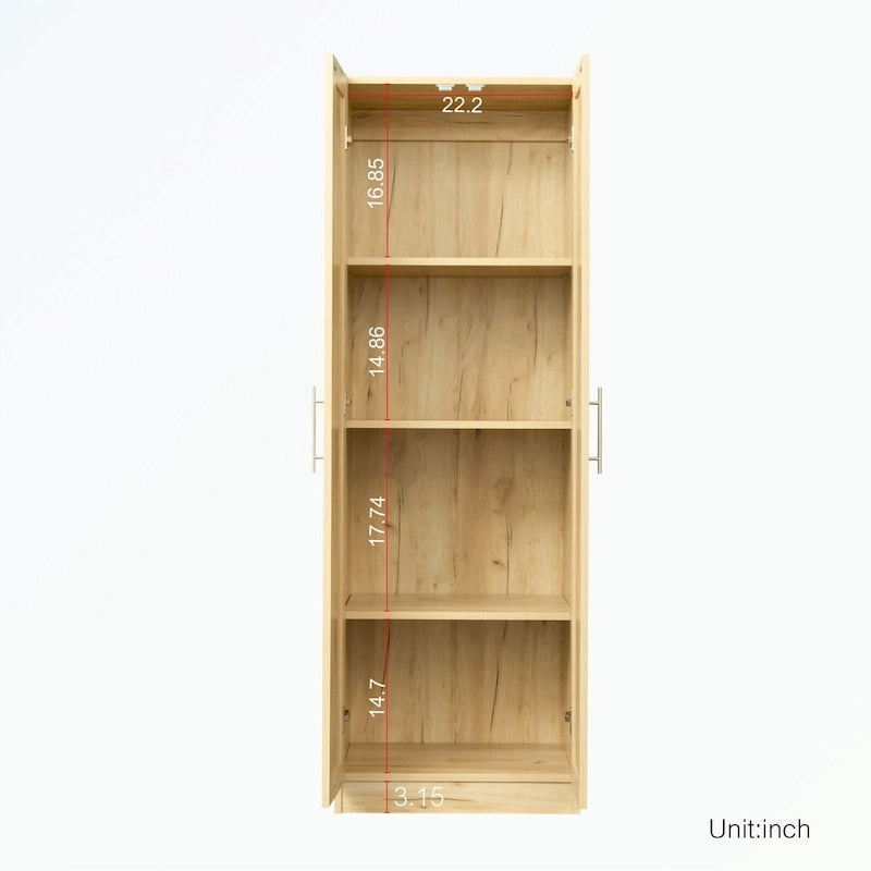 Hoher Kleiderschrank mit 2 Türen und 3 Fächern
