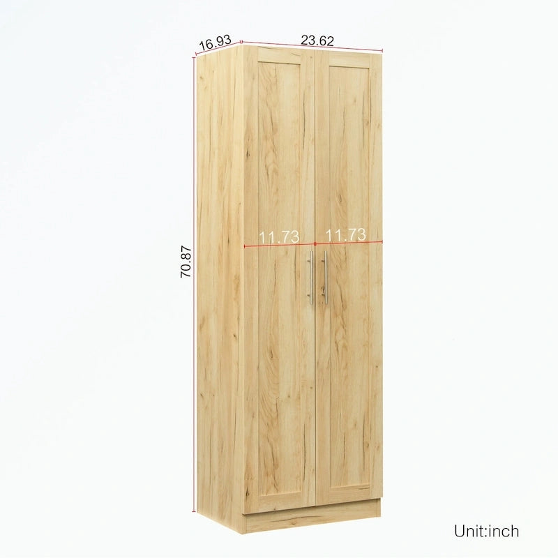 Hoher Kleiderschrank mit 2 Türen und 3 Fächern