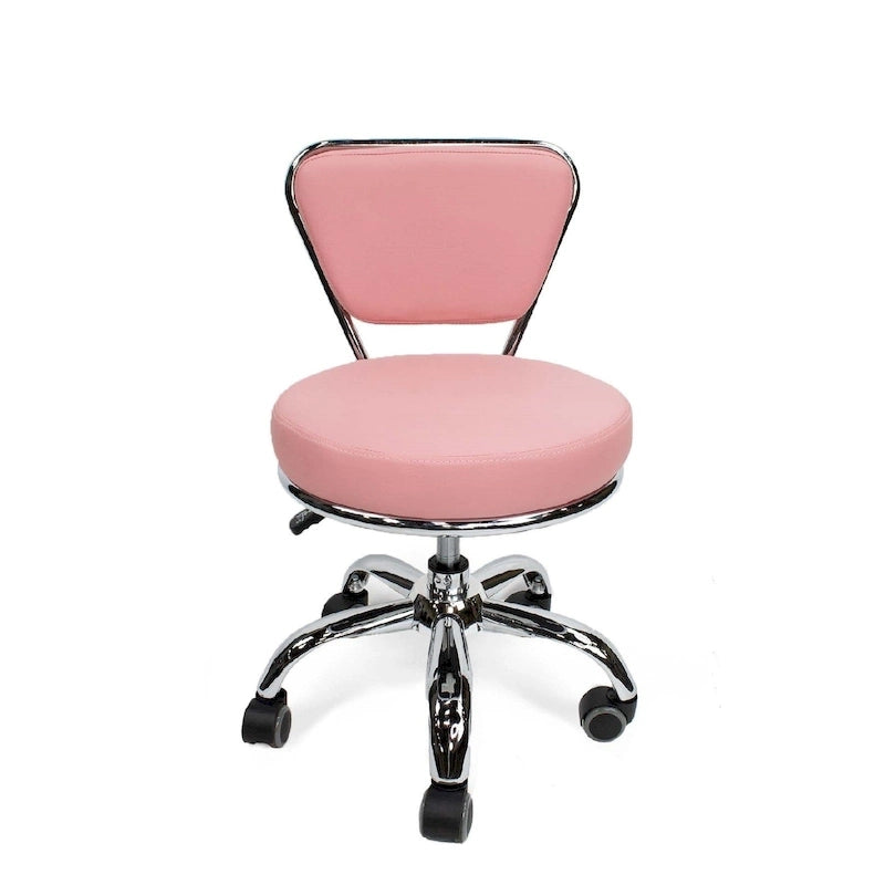 Tabouret bas réglable de 13 à 15, chaise à roulettes avec dossier, rose