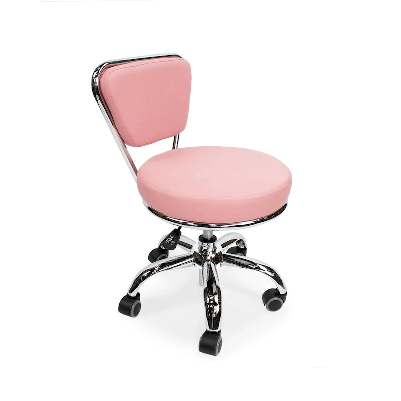 Tabouret bas réglable de 13 à 15, chaise à roulettes avec dossier, rose
