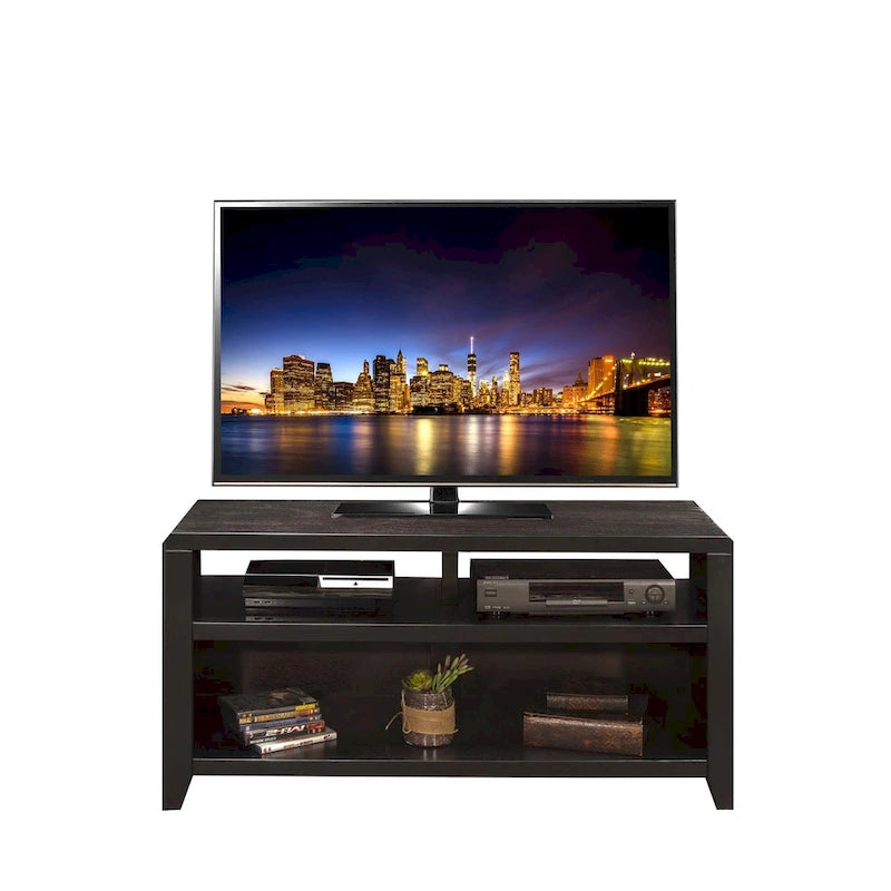 Meuble TV de 48 pouces pour téléviseurs jusqu’à 55 pouces, sans assemblage requis, finition moka