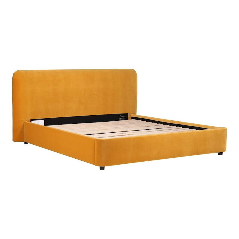 Cama de plataforma moderna tapizada