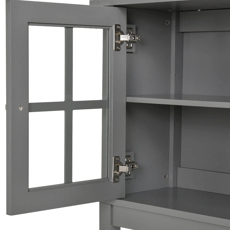 Aparador moderno de cocina con 2 puertas de vidrio abatibles y amplio espacio de almacenamiento