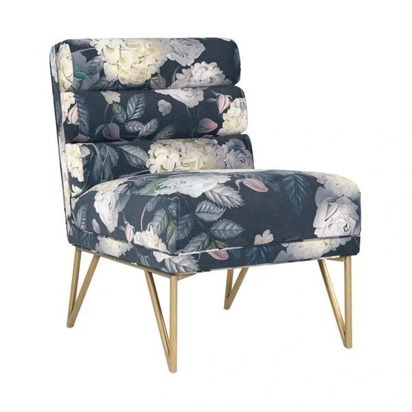 Silla de terciopelo con estampado floral
