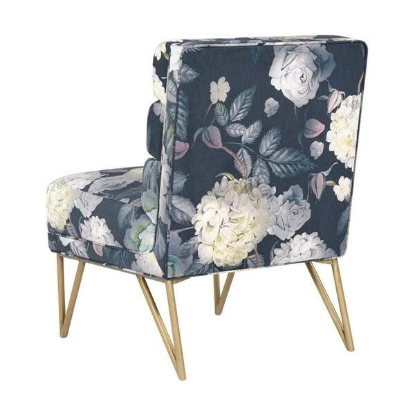 Silla de terciopelo con estampado floral