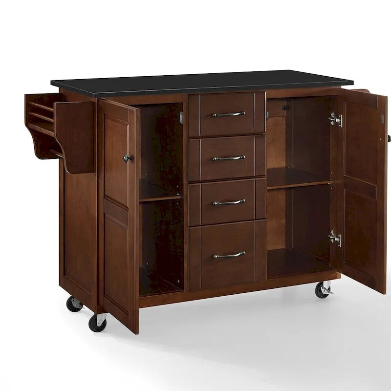 Isla de cocina con cubierta de granito negro - 18d x 51.5w x 35.25h
