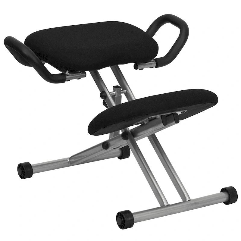 Silla ergonómica de oficina para arrodillarse, con asas y tapizado de tela