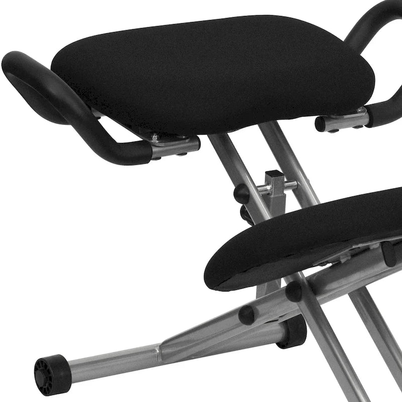 Chaise de bureau ergonomique à genoux avec poignées, en tissu