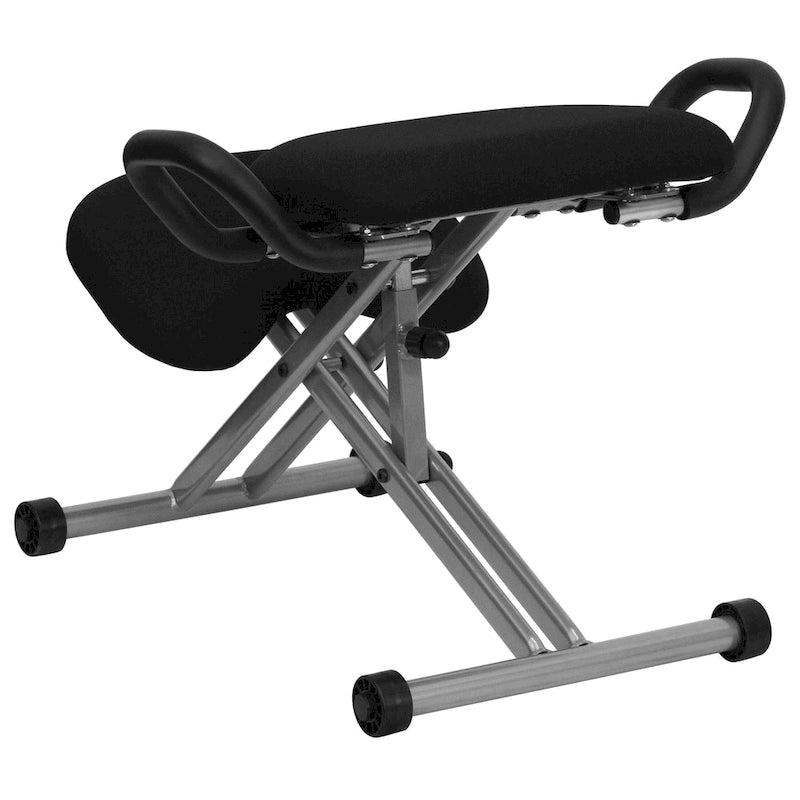 Chaise de bureau ergonomique à genoux avec poignées, en tissu