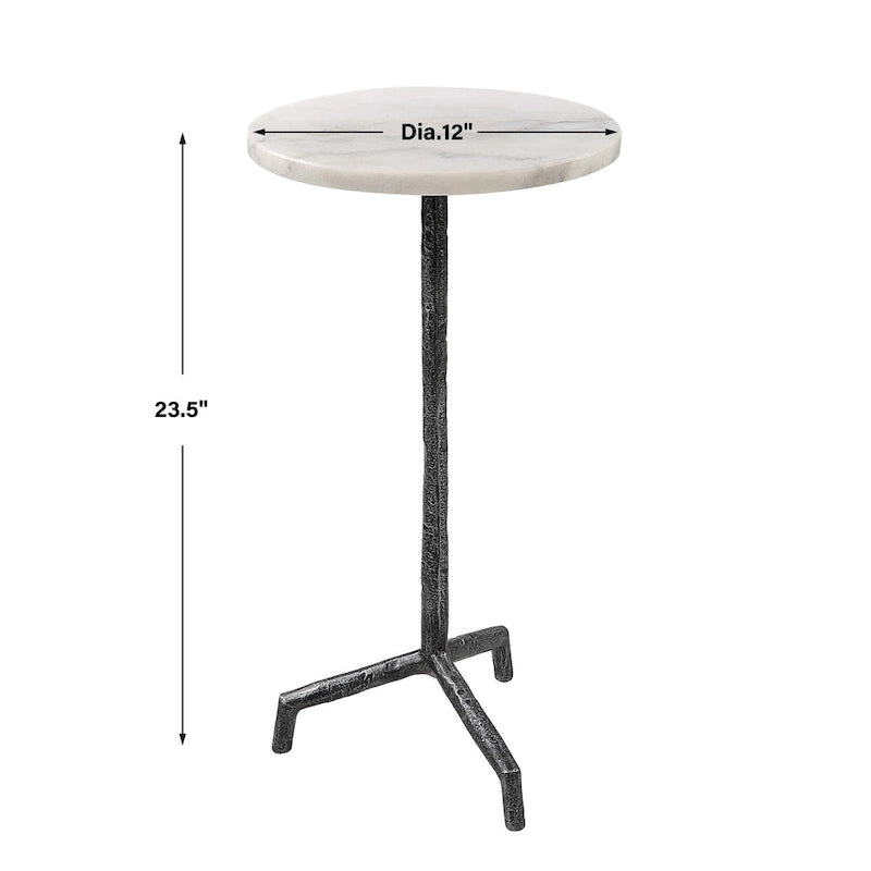 Mesa auxiliar blanca de mármol - 12 W X 23.5 H X 12 D (in)