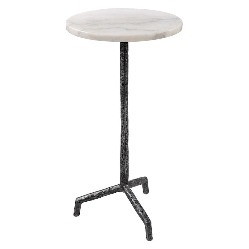 Mesa auxiliar blanca de mármol - 12 W X 23.5 H X 12 D (in)