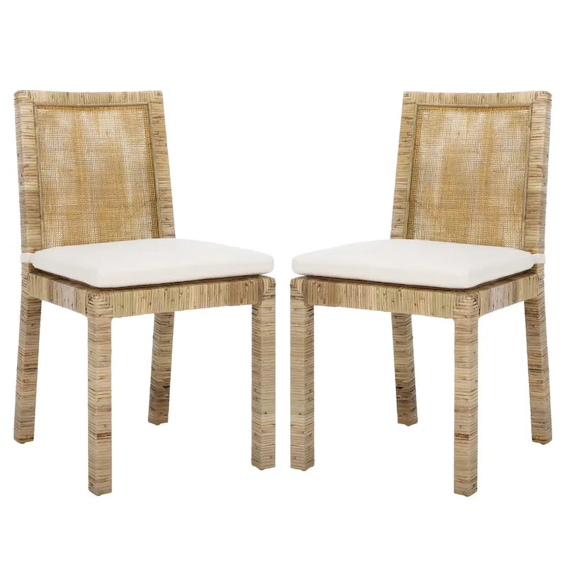 Esszimmerstuhl aus Rohrgeflecht mit Kissen (2er-Set) - 21.7 W x 18.1 L x 38.6 H - 22W x 18D x 39H