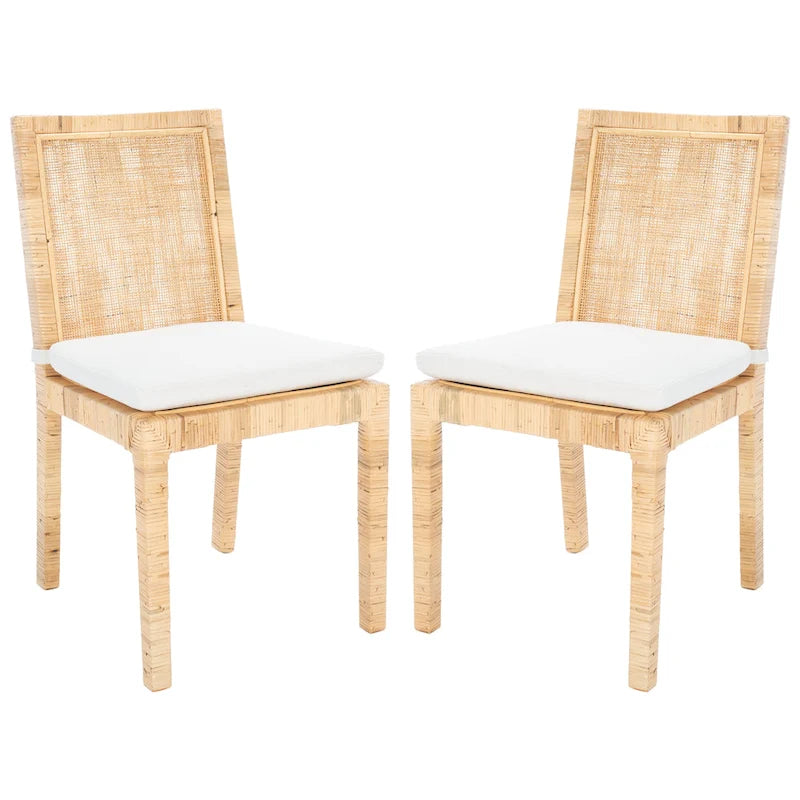 Esszimmerstuhl aus Rohrgeflecht mit Kissen (2er-Set) - 21.7 W x 18.1 L x 38.6 H - 22W x 18D x 39H