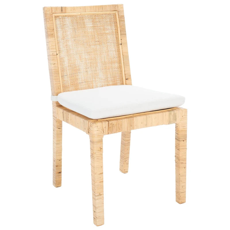 Esszimmerstuhl aus Rohrgeflecht mit Kissen (2er-Set) - 21.7 W x 18.1 L x 38.6 H - 22W x 18D x 39H