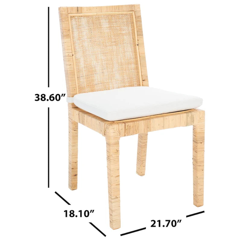 Esszimmerstuhl aus Rohrgeflecht mit Kissen (2er-Set) - 21.7 W x 18.1 L x 38.6 H - 22W x 18D x 39H
