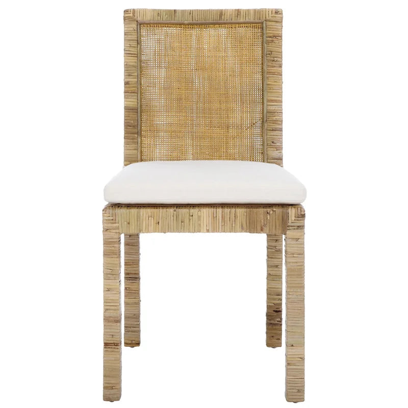 Esszimmerstuhl aus Rohrgeflecht mit Kissen (2er-Set) - 21.7 W x 18.1 L x 38.6 H - 22W x 18D x 39H