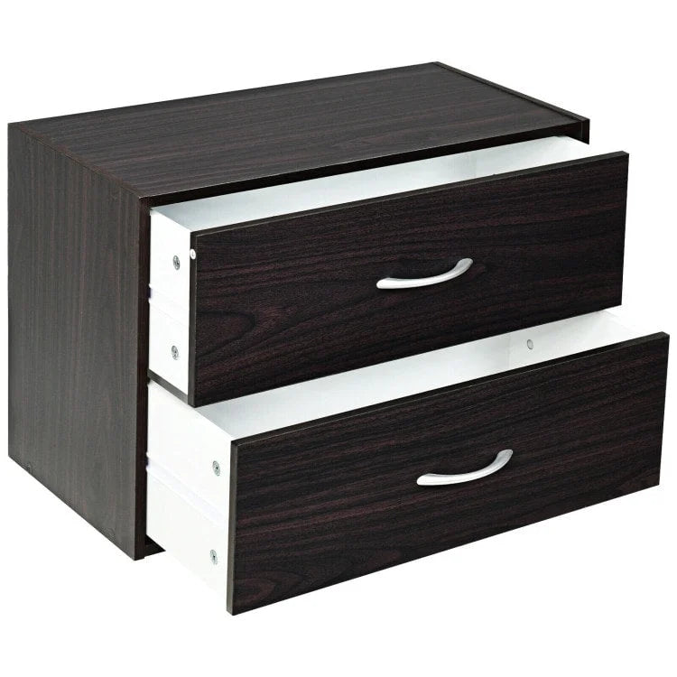 Stapelbare horizontale Kommode mit 2 Schubladen und Griffen