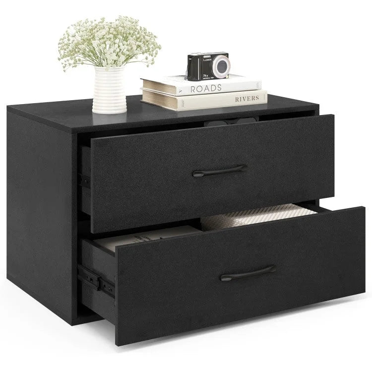 Stapelbare horizontale Kommode mit 2 Schubladen und Griffen