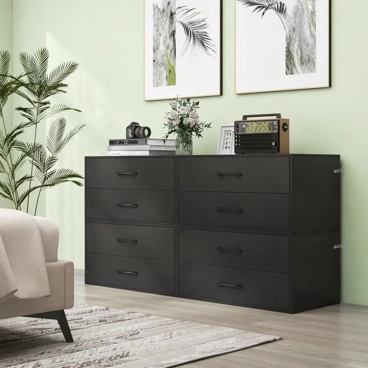 Stapelbare horizontale Kommode mit 2 Schubladen und Griffen