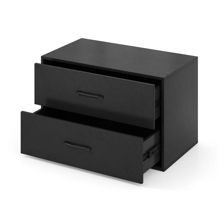 Stapelbare horizontale Kommode mit 2 Schubladen und Griffen
