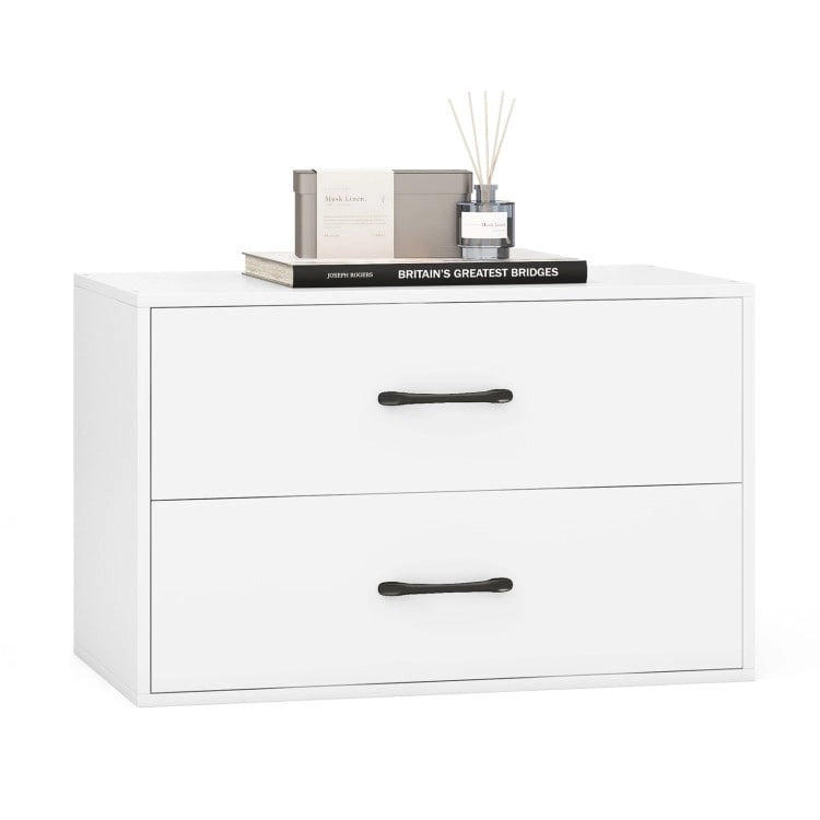 Stapelbare horizontale Kommode mit 2 Schubladen und Griffen