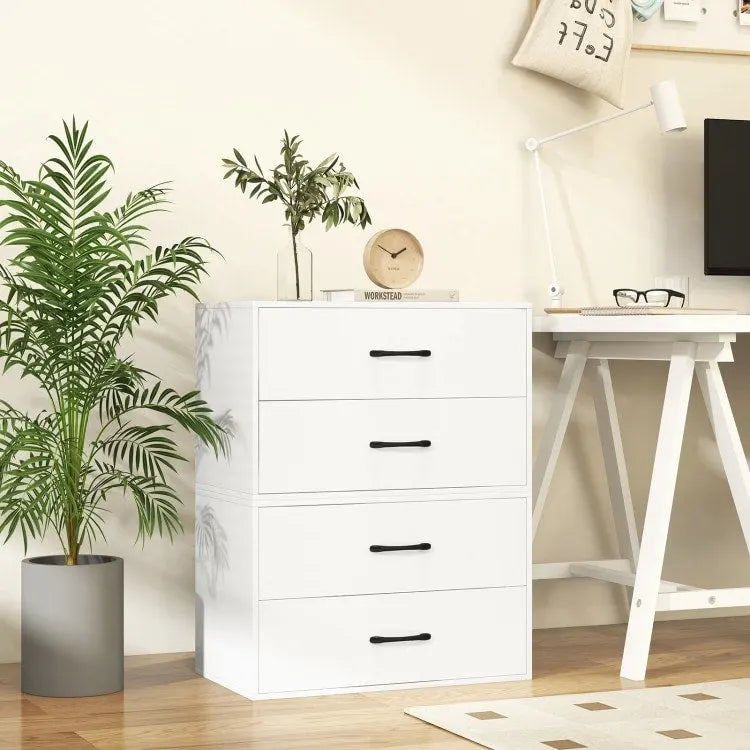 Stapelbare horizontale Kommode mit 2 Schubladen und Griffen