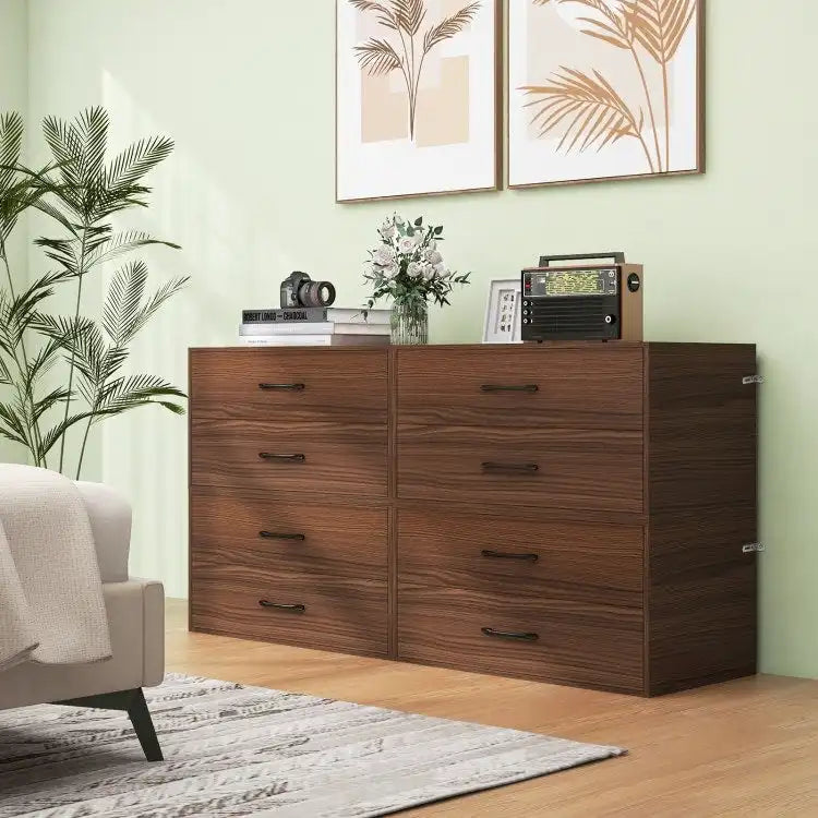 Stapelbare horizontale Kommode mit 2 Schubladen und Griffen