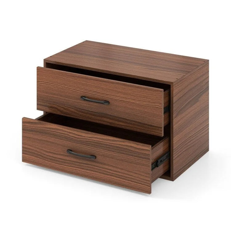 Stapelbare horizontale Kommode mit 2 Schubladen und Griffen