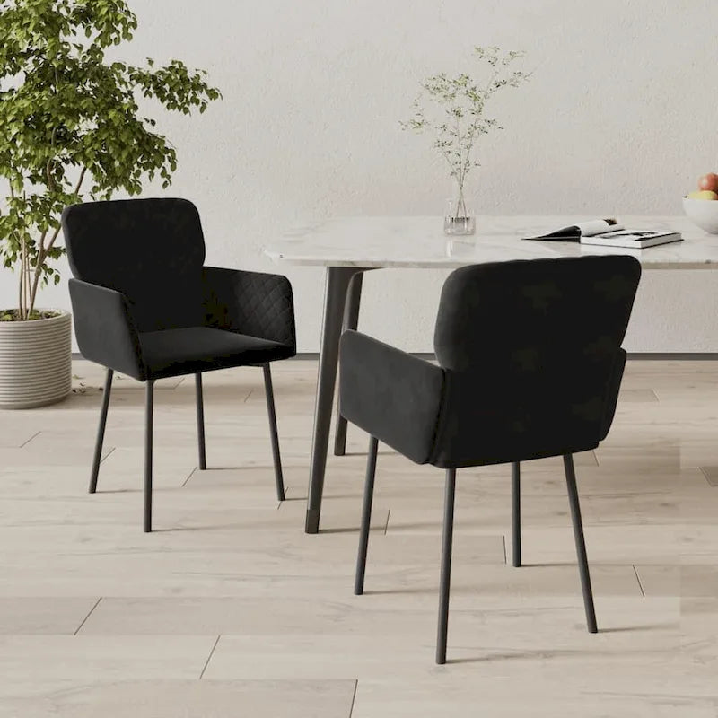 Lot de 2 chaises d’appoint rembourrées pour salle de séjour, velours - 20.3 x 24 x 30.9