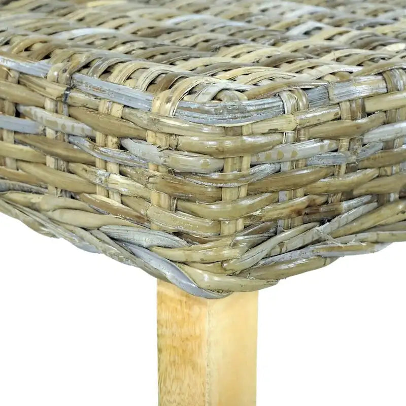 Bank aus natürlichem Kubu-Rattan und massivem Mangoholz, 43.3