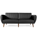 Canapé-lit futon convertible en similicuir PU, dossier réglable et pieds en bois - 81 x 33.5 x 31.5 (L x W x H)