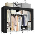 Schwarzer tragbarer Kleiderschrank für hängende Kleidung - 82D x 17.7W x 69H