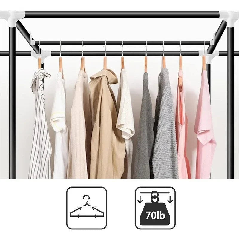 Schwarzer tragbarer Kleiderschrank für hängende Kleidung - 82D x 17.7W x 69H