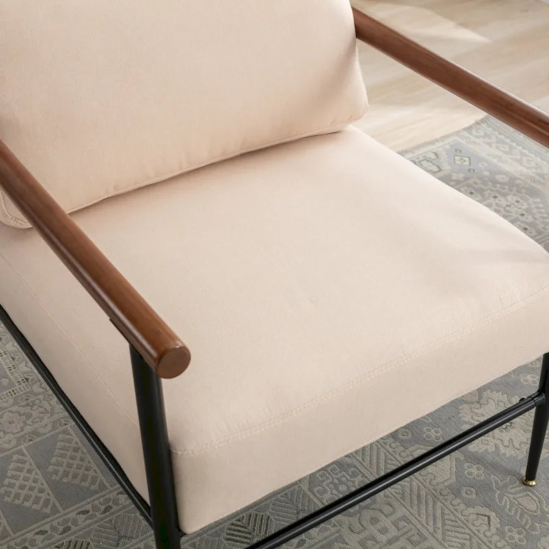 Fauteuil d’appoint confortable en lin, rembourré et capitonné de boutons, fauteuil de lecture pour le salon ou la chambre