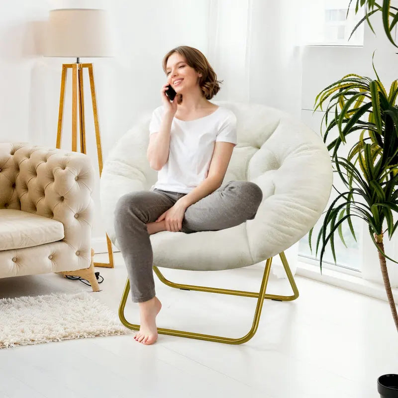 Fauteuil d’appoint confortable en lin, rembourré et capitonné de boutons, fauteuil de lecture pour le salon ou la chambre