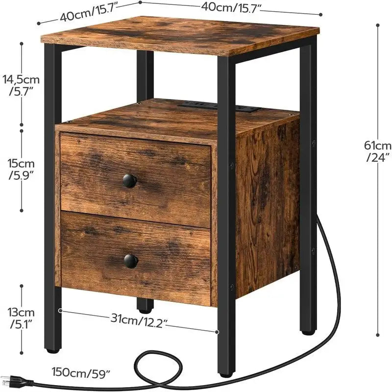 Beistelltisch mit Ladestation - 15.7D x 15.7W x 24H