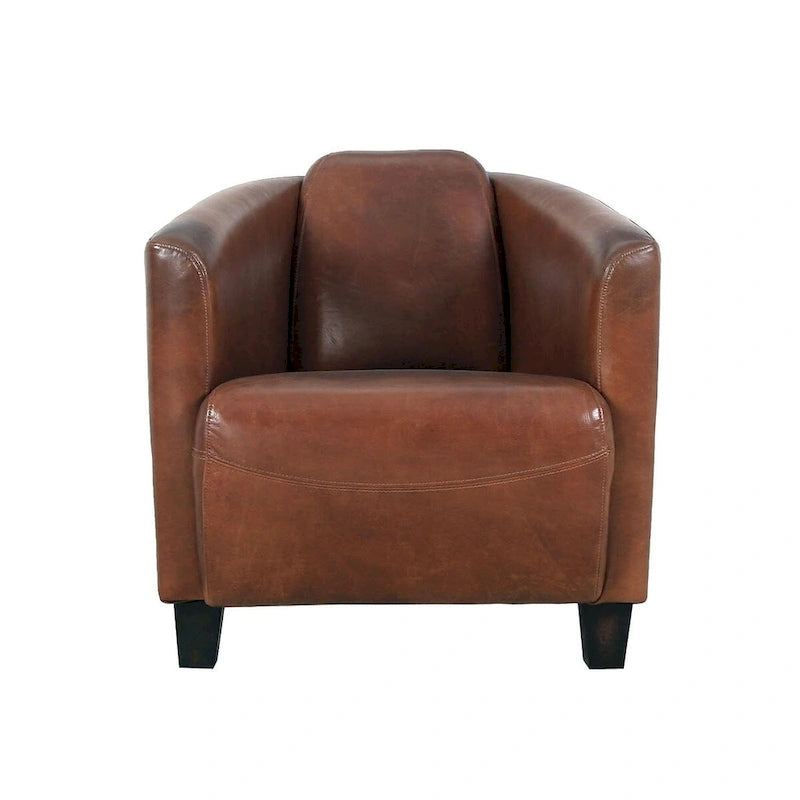 Sessel aus vollnarbigem Leder, braun - W27.5xD30xH27
