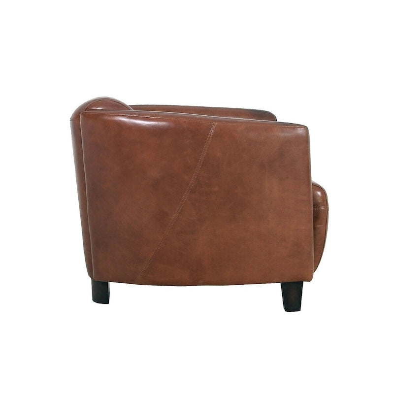 Sessel aus vollnarbigem Leder, braun - W27.5xD30xH27