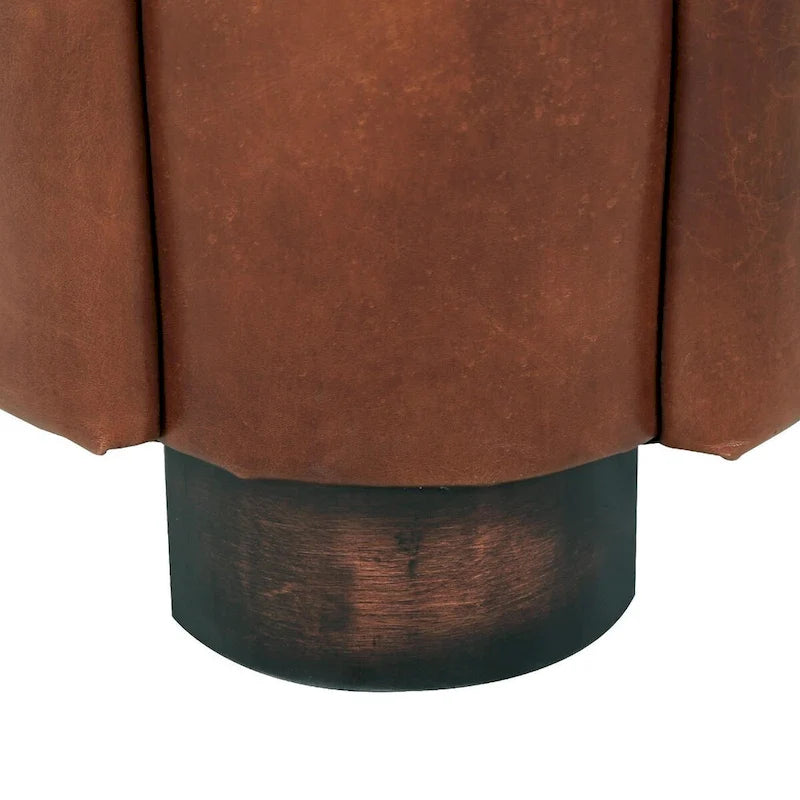 Fauteuil en cuir pleine fleur, marron - W27.5xD30xH27