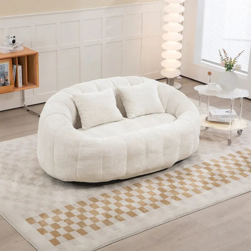 Sillón tipo puf de chenilla, sofá reclinable
