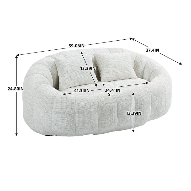 Sillón tipo puf de chenilla, sofá reclinable