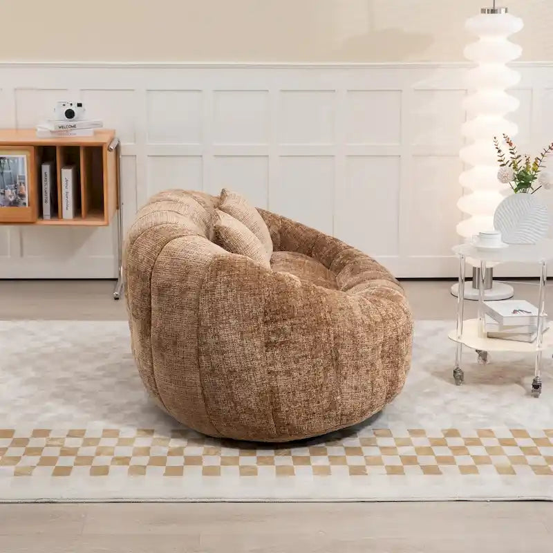Sillón tipo puf de chenilla, sofá reclinable
