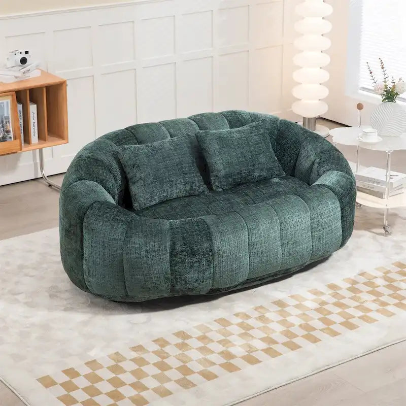 Sillón tipo puf de chenilla, sofá reclinable