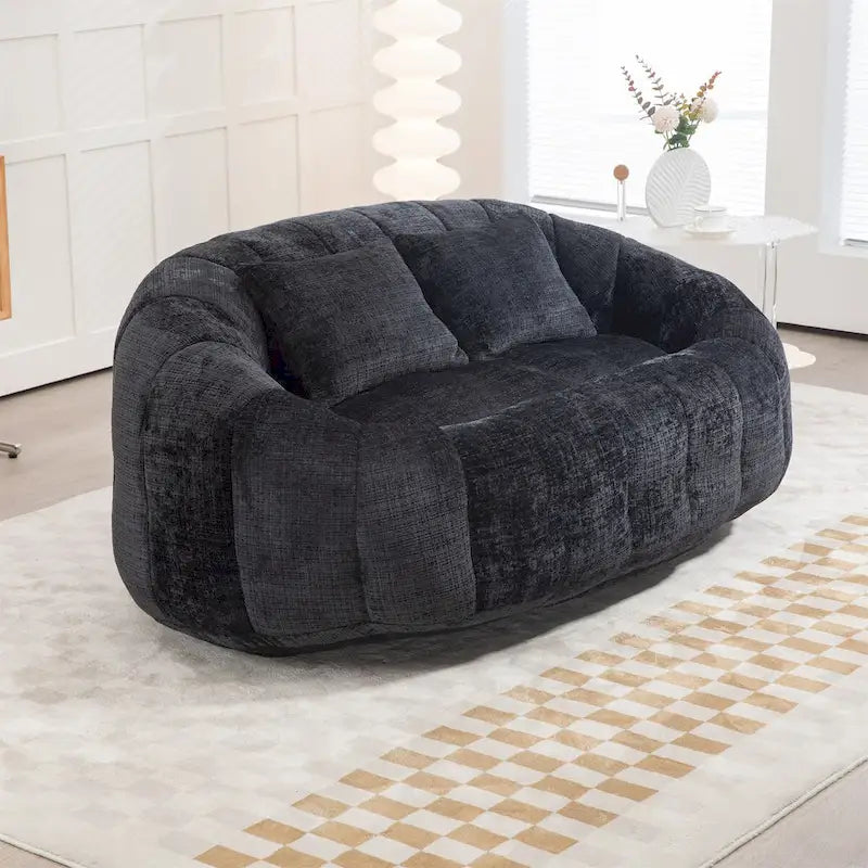 Sillón tipo puf de chenilla, sofá reclinable